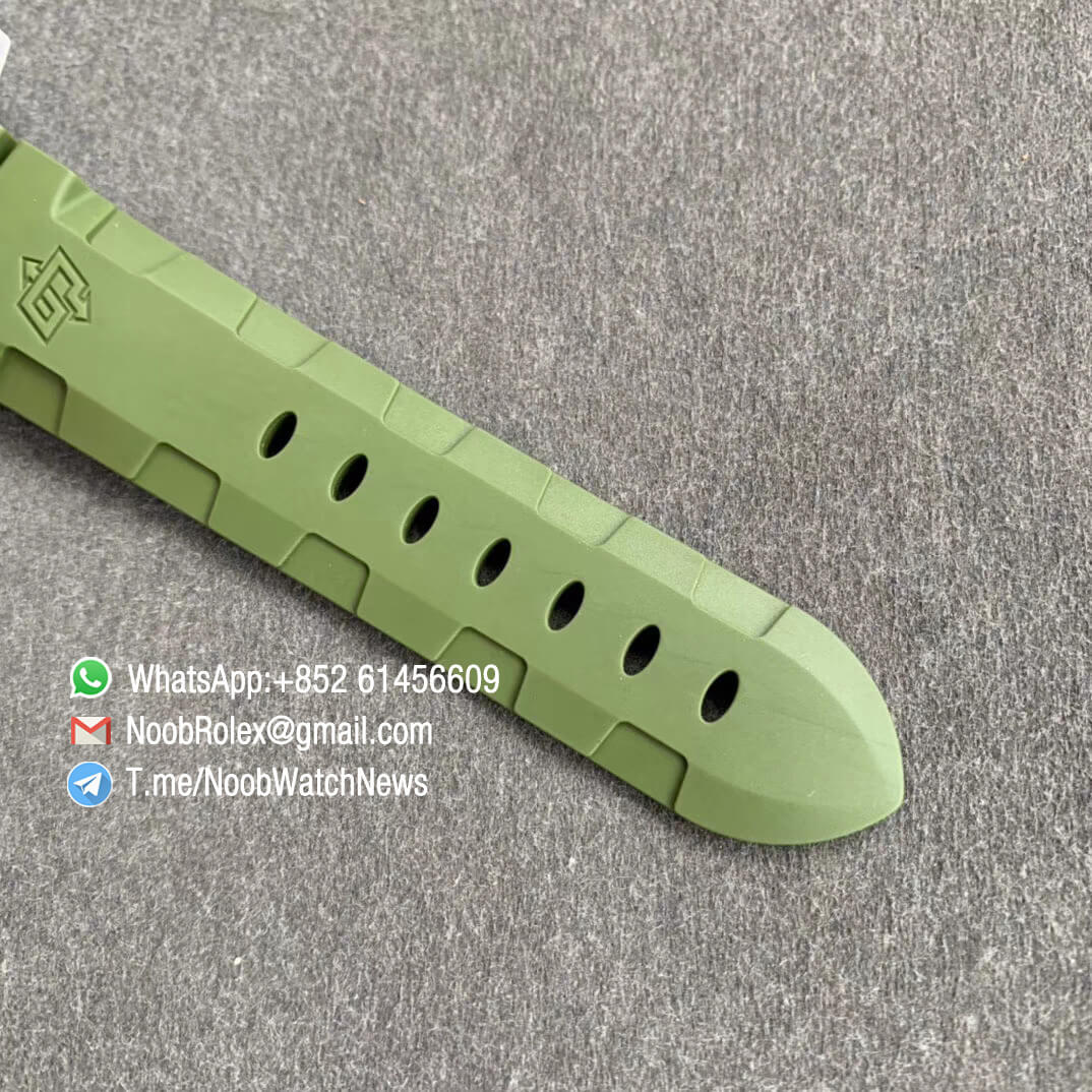 VSF Top Rep Panerai PAM01055 Luminor Submersible 42mm Verde Militare on Green Rubber Strap P900 Clone Movement 08