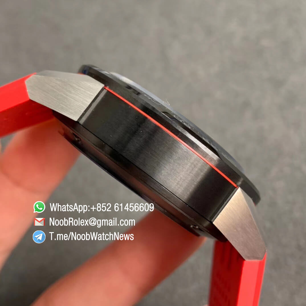 XF Best Quality Tag Heuer Calibre Heuer 01 Chrono Steel Case Skeleton Dial Red Hand Red Rubber Strap with Asain Clone 1887 Movement 05