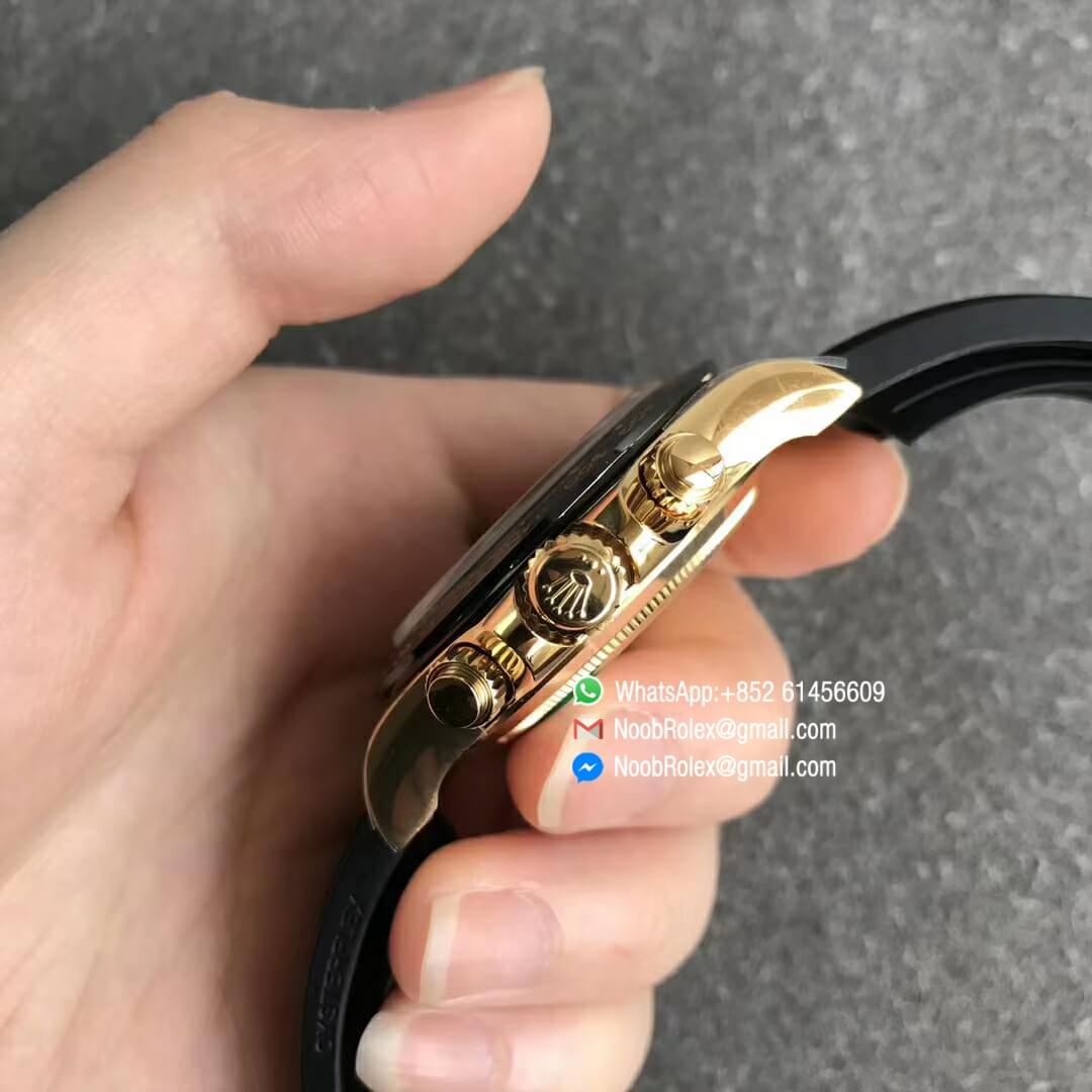 Daytona 116518 Paul Newman Noob Best Edition YG Plated 904L SS Case Black Gold Dial on Black Rubber Strap SA4130 V3 3