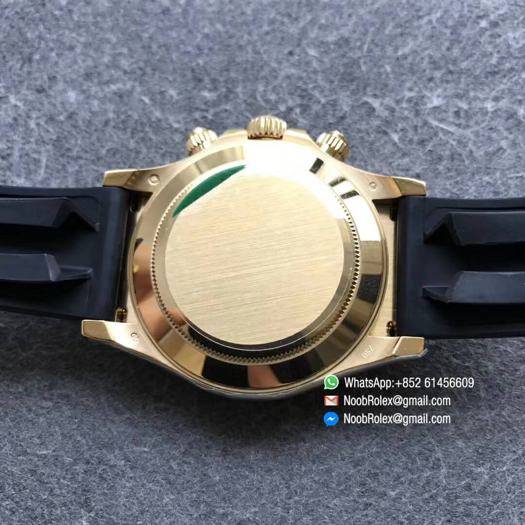 Daytona 116518 Paul Newman Noob Best Edition YG Plated 904L SS Case Black Gold Dial on Black Rubber Strap SA4130 V3 5