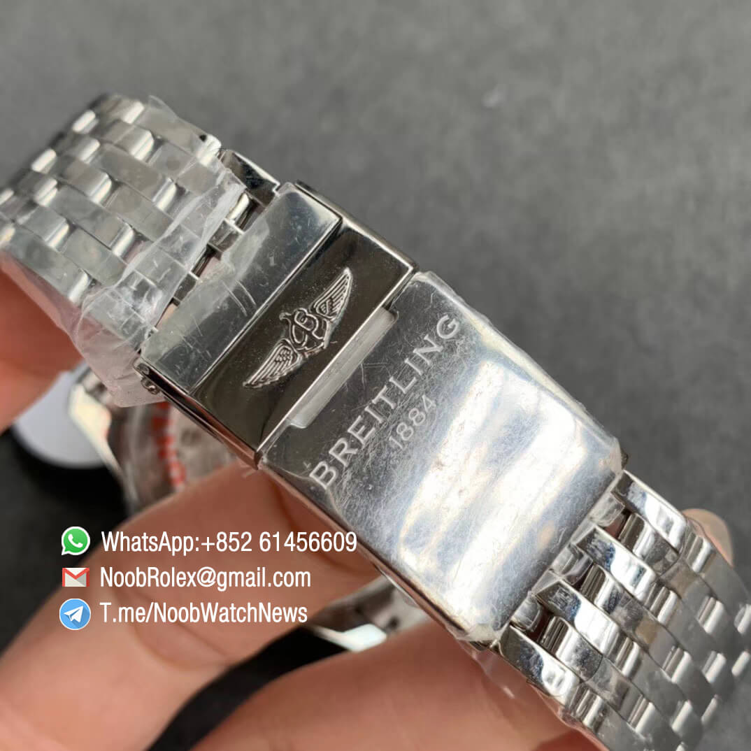 GF Best Quality Rep Breiiting Navitimer 1 Steel Case Bracelet 43mm Black Dial with A7750 Full Chrono Function 06