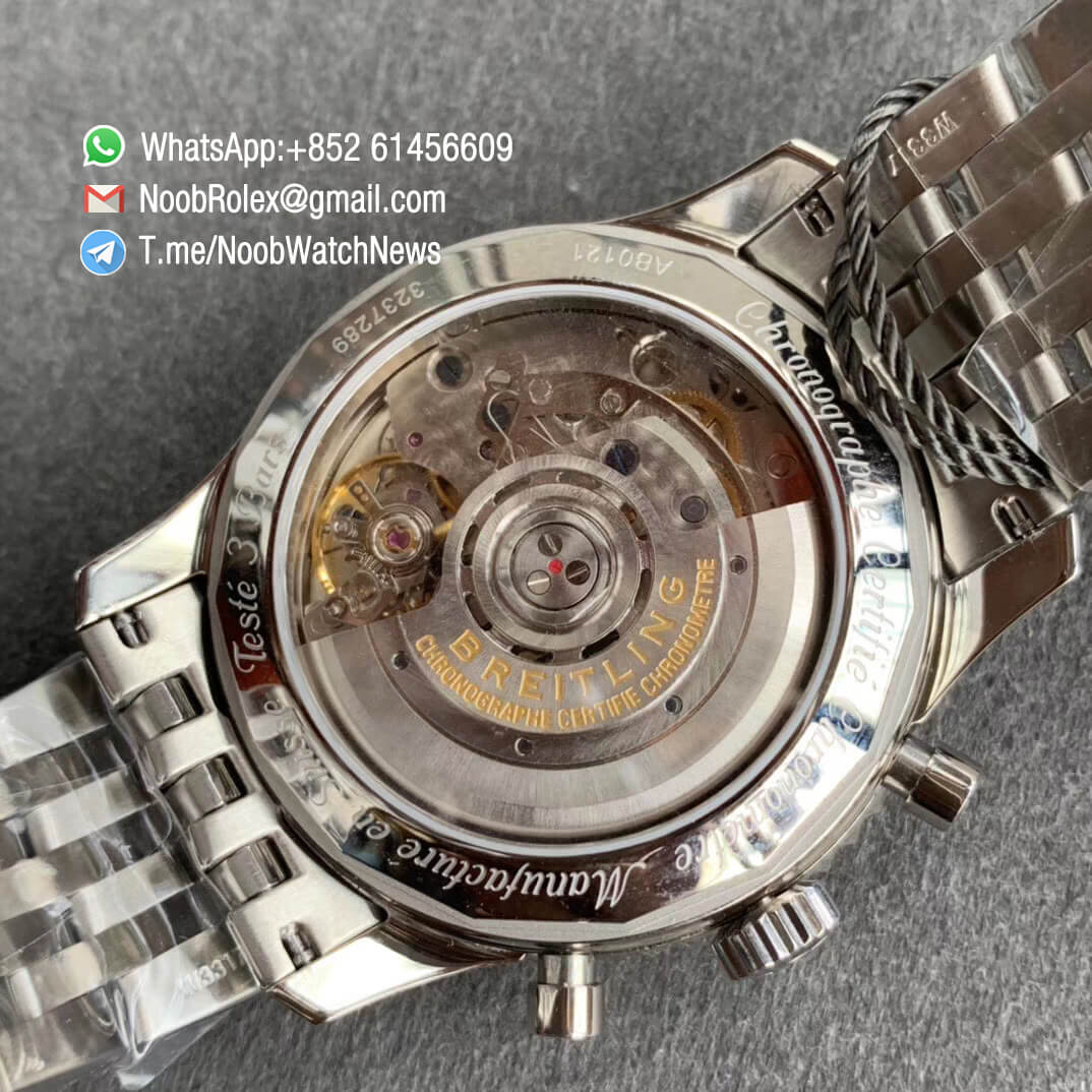 GF Best Quality Rep Breiiting Navitimer 1 Steel Case Bracelet 43mm Black Dial with A7750 Full Chrono Function 08