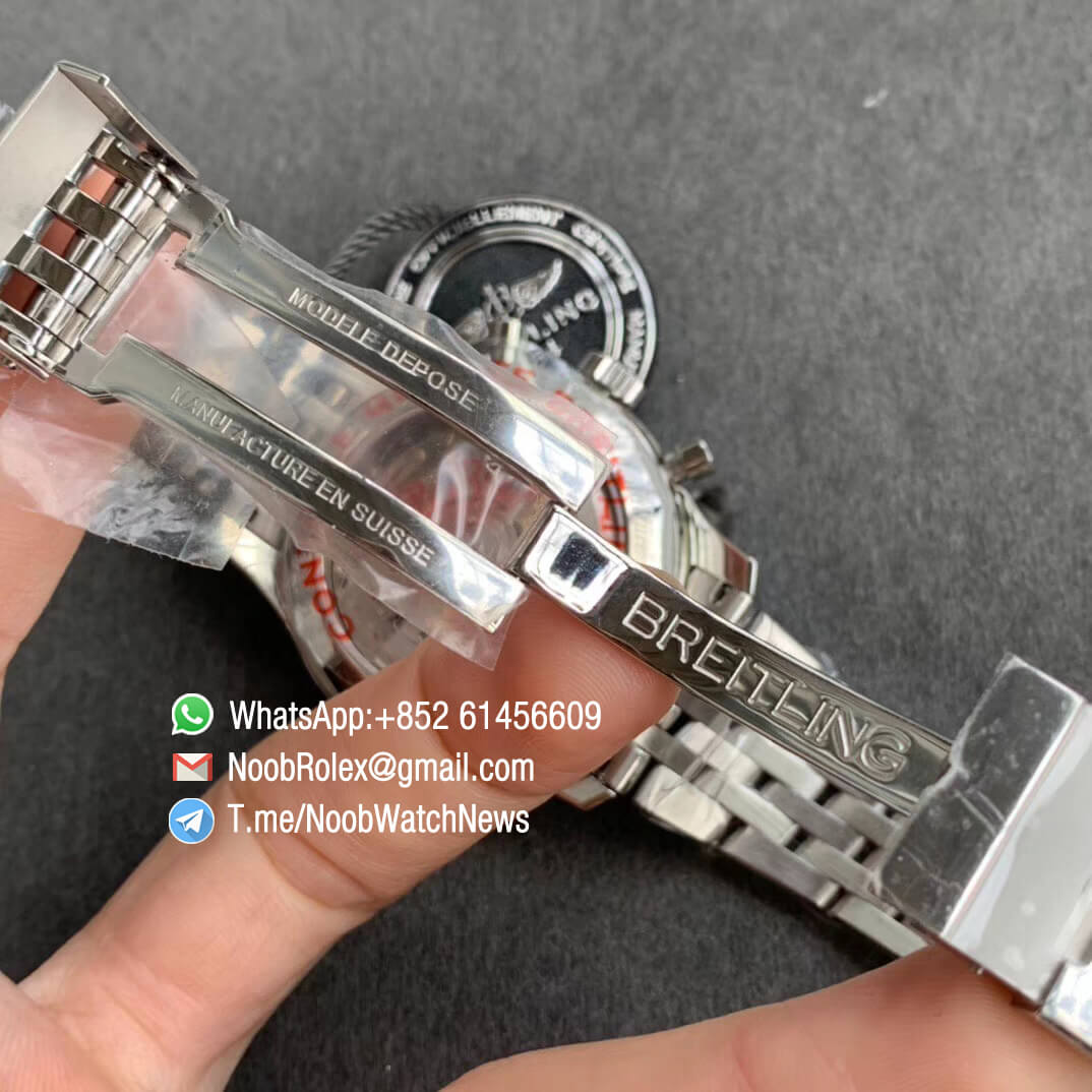 GF Best Quality Rep Breiiting Navitimer 1 Stell Case Bracelet 43mm White Dial with A7750 Full Chrono Function 07