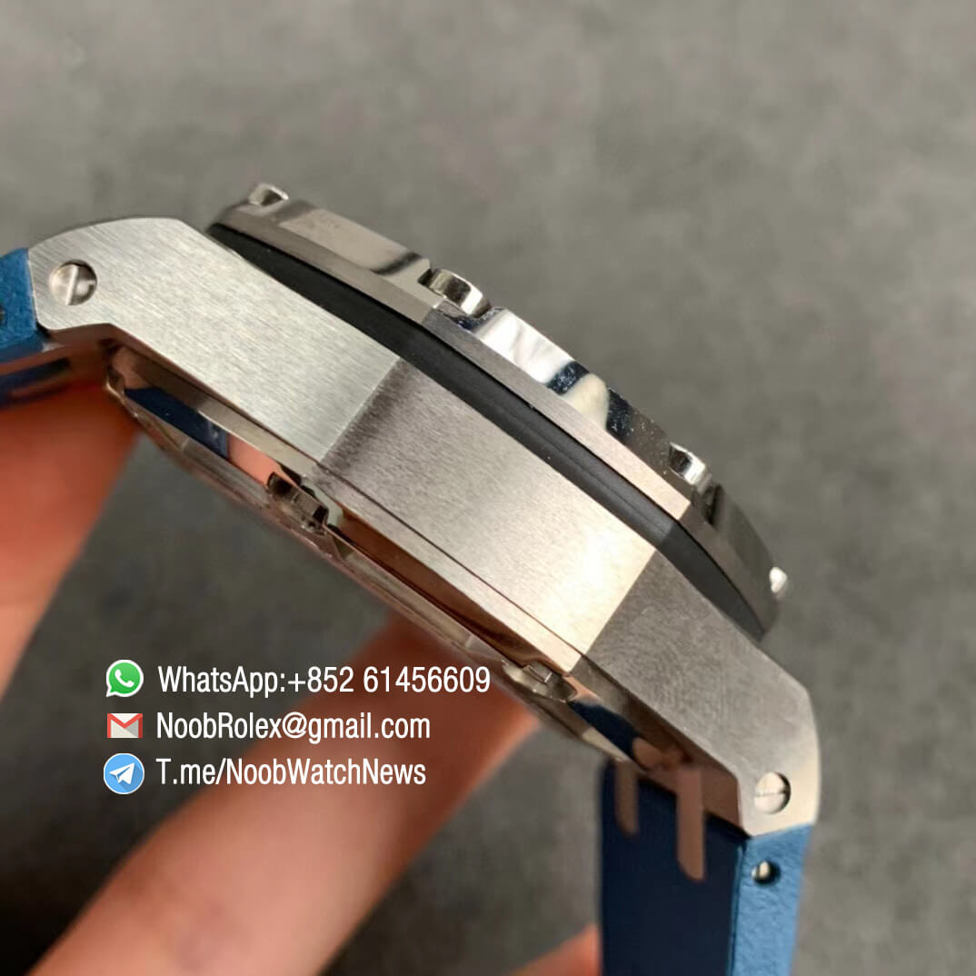 JF Top Swiss Watch Replica Royal Oak Offshore 44mm Michael Schumacher Steel Case Blue Dial Blue Rubber Strap A3126 Calibre 05