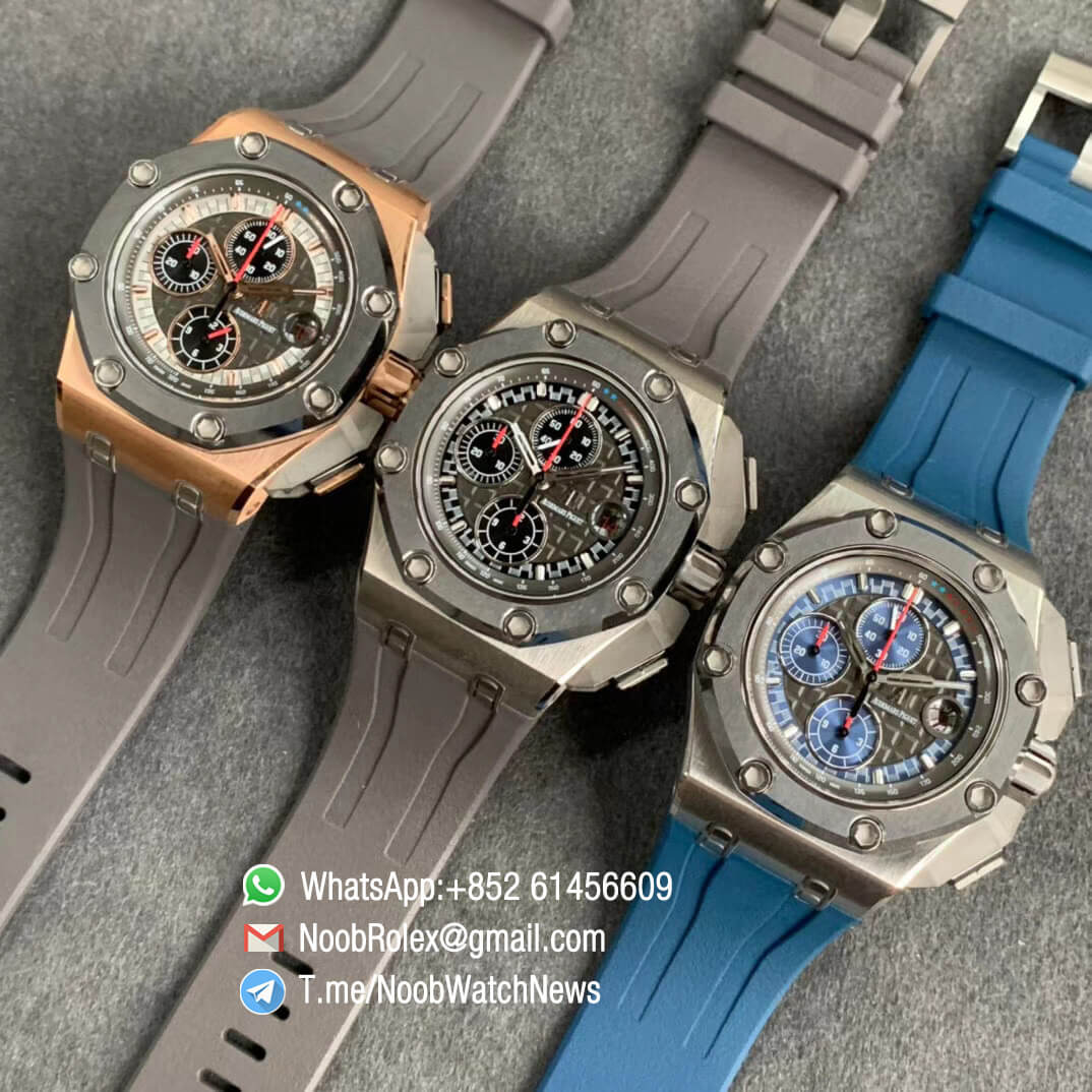 JF Top Swiss Watch Replica Royal Oak Offshore 44mm Michael Schumacher Steel Case Blue Dial Blue Rubber Strap A3126 Calibre 11