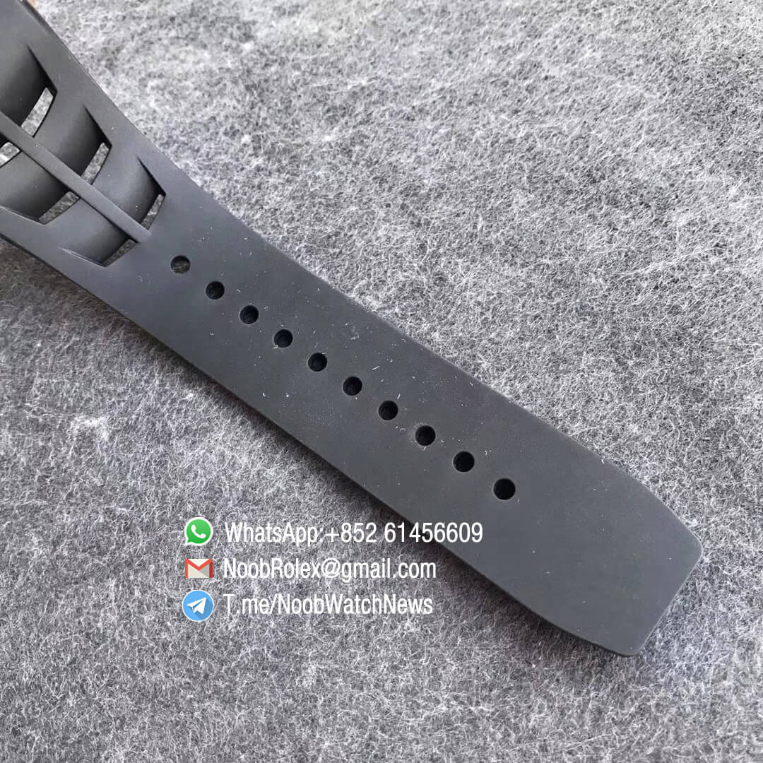 KVF Replica RM11 03 Crystal Skeleton Dial Rose Gold Case Titanium Mid Case on Black Racing Rubber Strap A7750 Chronograph 07