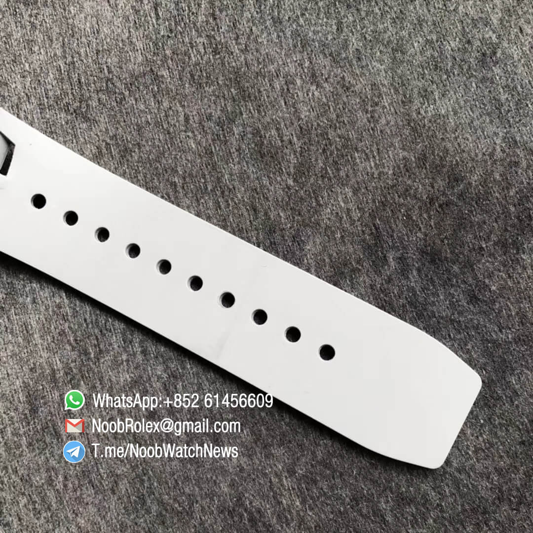 KVF Top Clone RM11 03 Crystal Skeleton Dial Steel Case Titanium Mid Case on Grey Racing Rubber Strap A7750 Chrono Movement 07