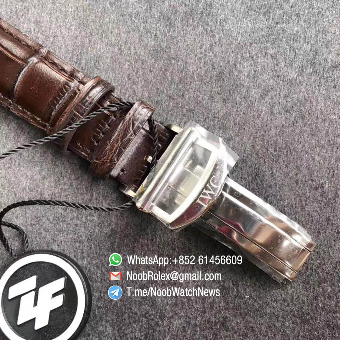 ZF Top Clone Portofino Collection IW3910 31 Chrono Steel 42mm Silver Dial Day Date RG Markers Hands on Brown Leather Strap A7750 06