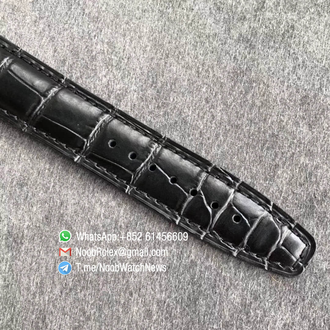 ZF Top Quality Portofino Chrono Steel Case White Dial Rose Gold Markers Hands on Black Leather Strap A7750 Movement 07