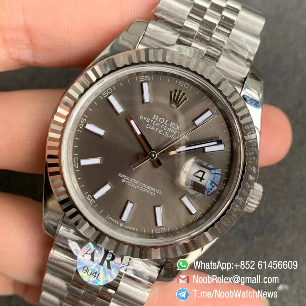 ARF Replica Swiss Watch Manufacturer DateJust 41 126334 V3 Grey Dial with Crown Logo at 6 Oclock 904L Steel Material Jubilee Bracelet A2824 03