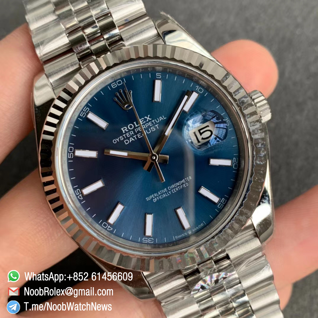 ARF V3 DateJust 41 126334 Blue Dial with Crown Logo at 6 Oclock 904L Steel Material Jubilee Bracelet A2824 02