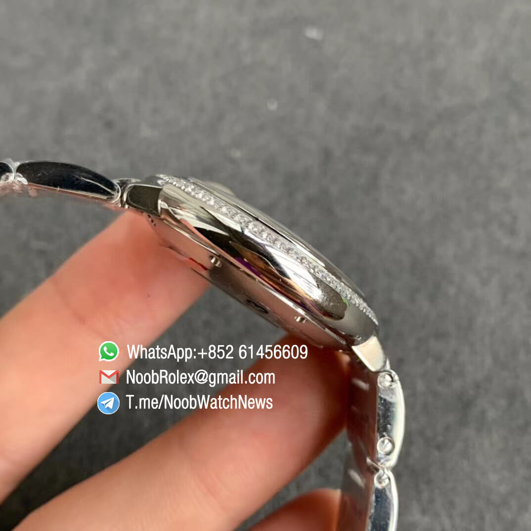 Ballon Bleu 33mm W4BB0016 Steel Case Bracelet Silver Textured Dial Diamonds Bezel on Custom Cal 076 Comes with Warranty Card V6F V7 Best Edition 05