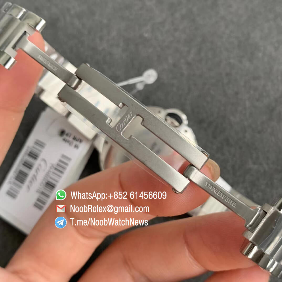 Ballon Bleu 33mm W4BB0016 Steel Case Bracelet Silver Textured Dial Diamonds Bezel on Custom Cal 076 Comes with Warranty Card V6F V7 Best Edition 07