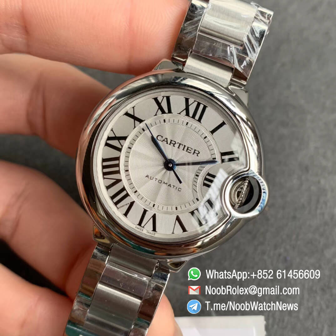 Ballon Bleu 33mm W6920071 Steel Case Bracelet Silver Textured Dial with Custom Cal 076 Comes with Warranty Card V6F V7 Best Edition 03