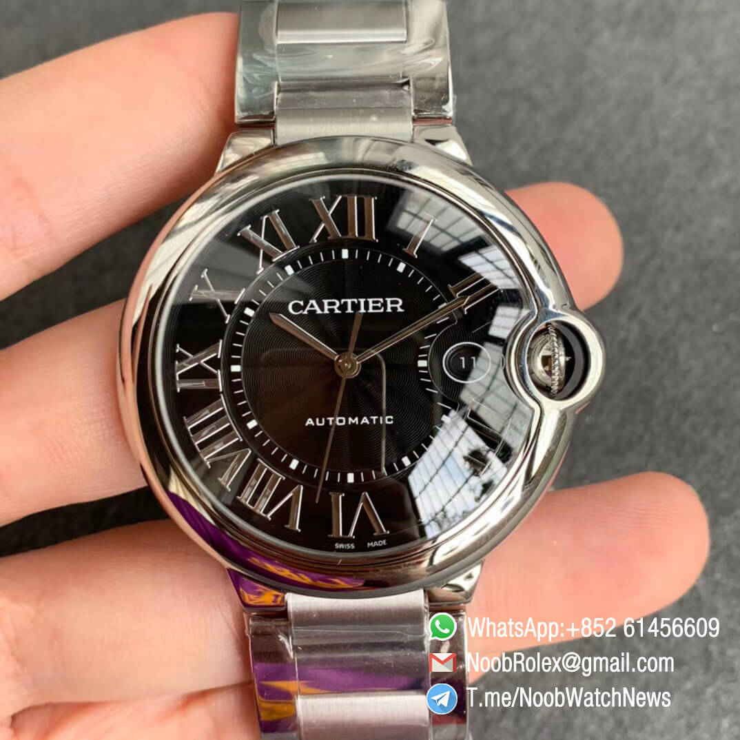 Ballon Bleu 42mm W6920042 Steel Case Bracelet Black Textured Dial on Custom Cal 076 Warranty Card with Serial Match Watch V6F V7 Best Edition 01