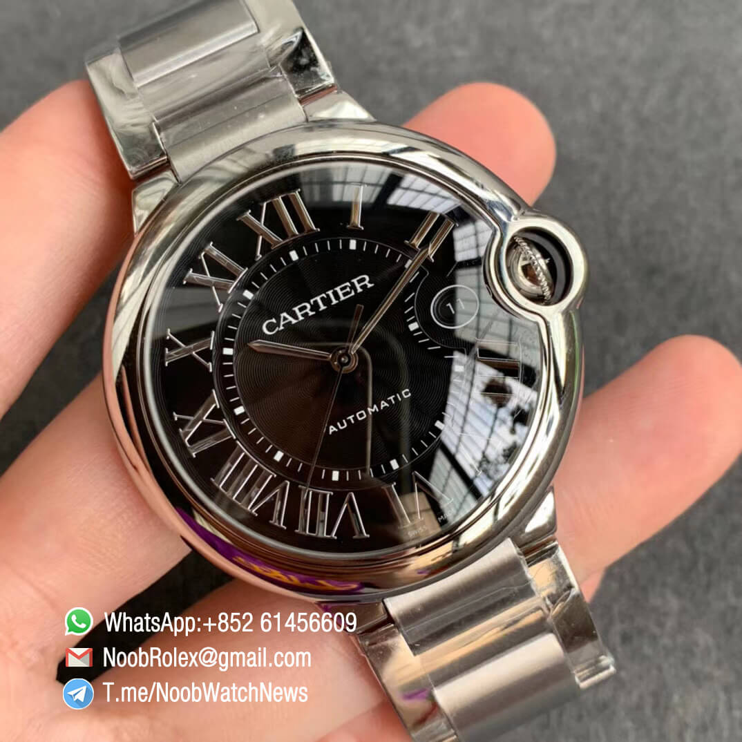 Ballon Bleu 42mm W6920042 Steel Case Bracelet Black Textured Dial on Custom Cal 076 Warranty Card with Serial Match Watch V6F V7 Best Edition 02
