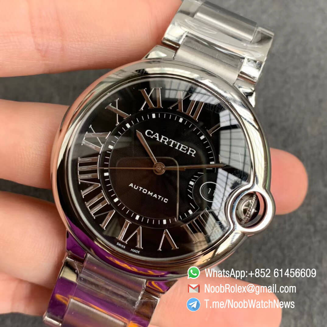 Ballon Bleu 42mm W6920042 Steel Case Bracelet Black Textured Dial on Custom Cal 076 Warranty Card with Serial Match Watch V6F V7 Best Edition 03