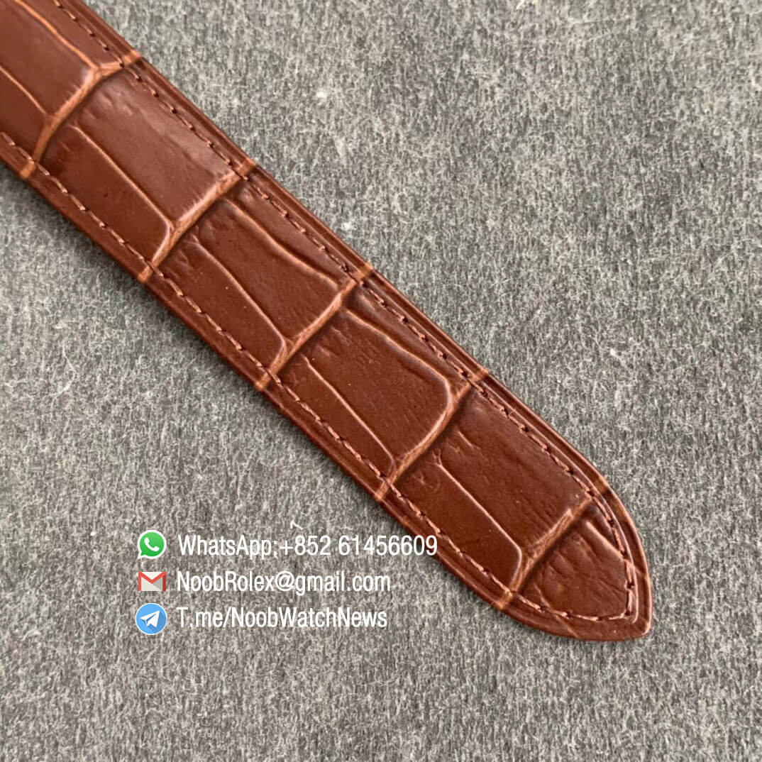 Ballon Bleu 42mm WE900851 Rose Gold Case Silver Textured Dial on Custom Cal 076 Brown Leather Strap Warranty Card with Serial Match Watch V6F V7 07