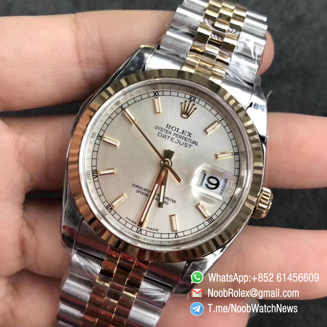 DateJust 36 116233 904L Steel Case Yellow Gold Bezel Silver Dial on Two Tone Steel Yellow Gold Jubilee Bracelet SH3135 ARF V2 03