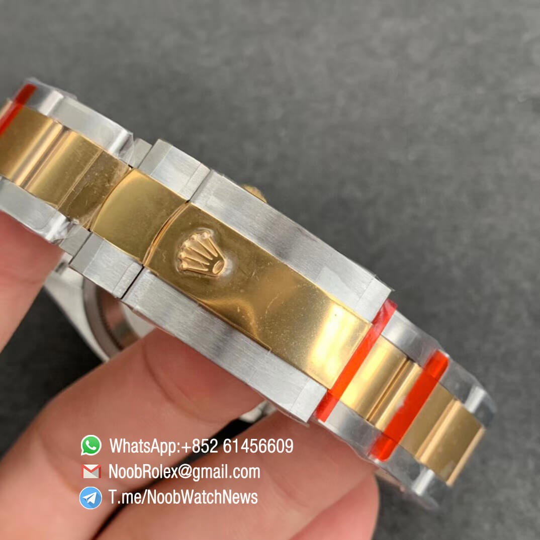 EWF Clone Rolex DateJust 36 126283 Lady Watch Steel Case Yellow Gold Bezel with Diamonds Yellow Gold Dial with Roman Markers on Two Tone Oyster Bracelet A3235 06