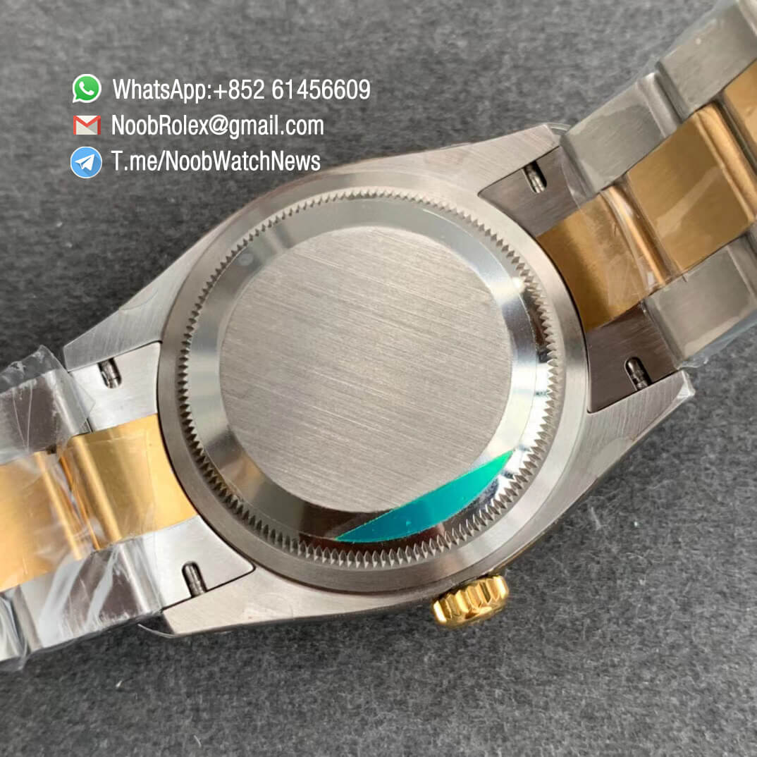 EWF Clone Rolex DateJust 36 126283 Lady Watch Steel Case Yellow Gold Bezel with Diamonds Yellow Gold Dial with Roman Markers on Two Tone Oyster Bracelet A3235 08