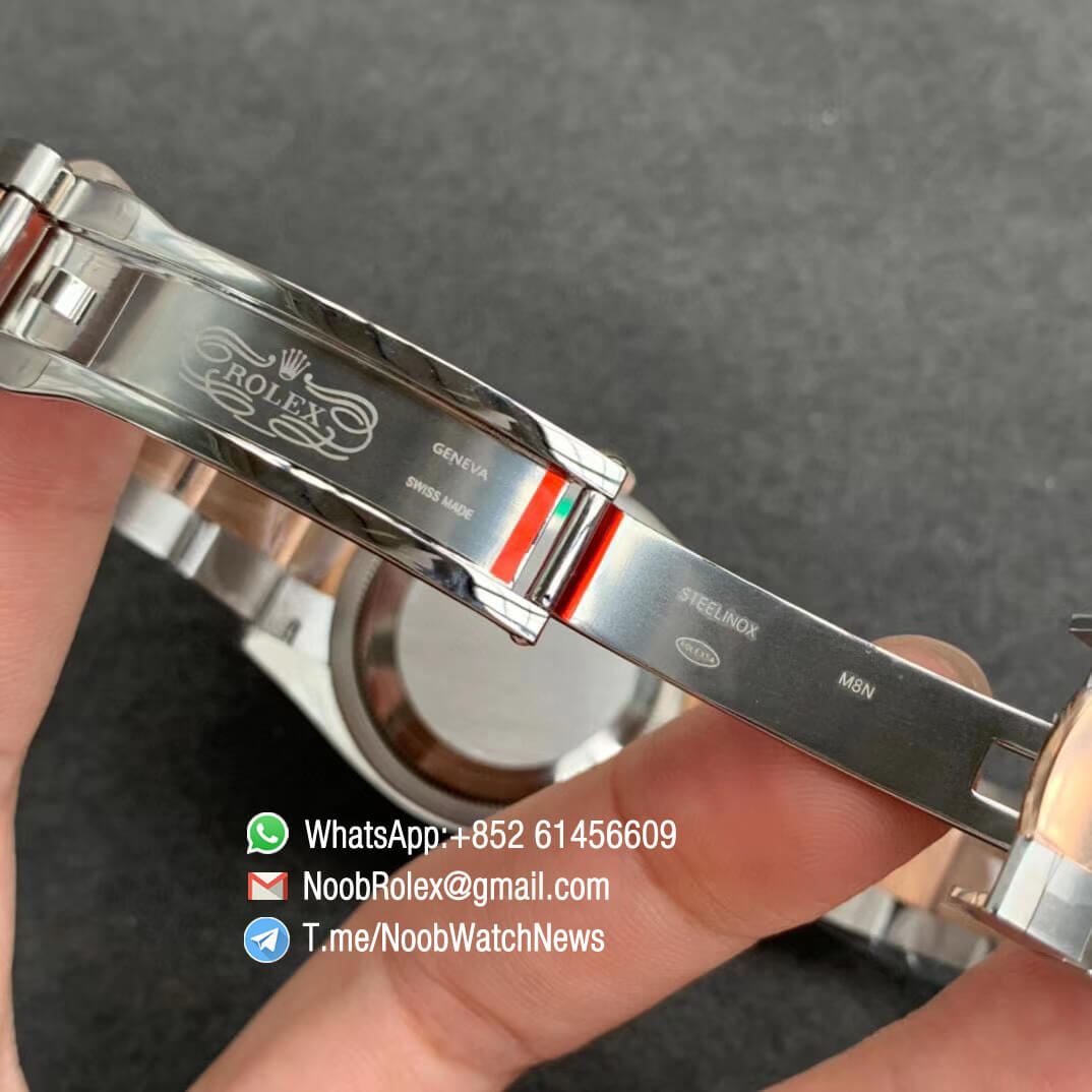 EWF Quality RepWatch Rolex DateJust 36 126281 Ladies Watch Steel Case Rose Gold Diamonds Bezel Gray Dial Roman Markers on Two Tone Oyster Bracelet A3235 07