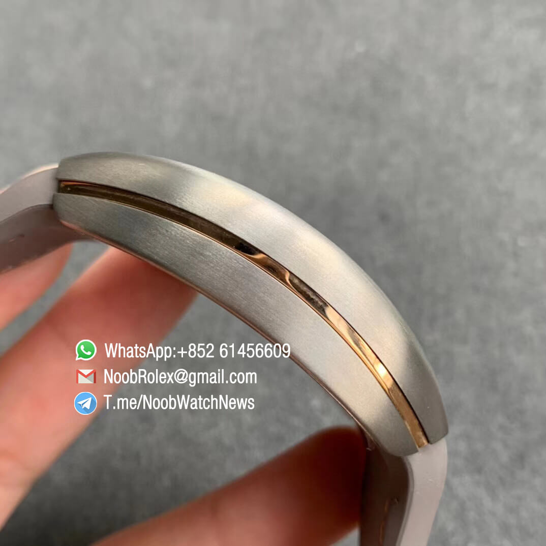 GF Best Quality Franck Muller Vanguard V45 V 45 SC DT Titanium Case Grey Dial on Brown Rubber Strap A2824 05