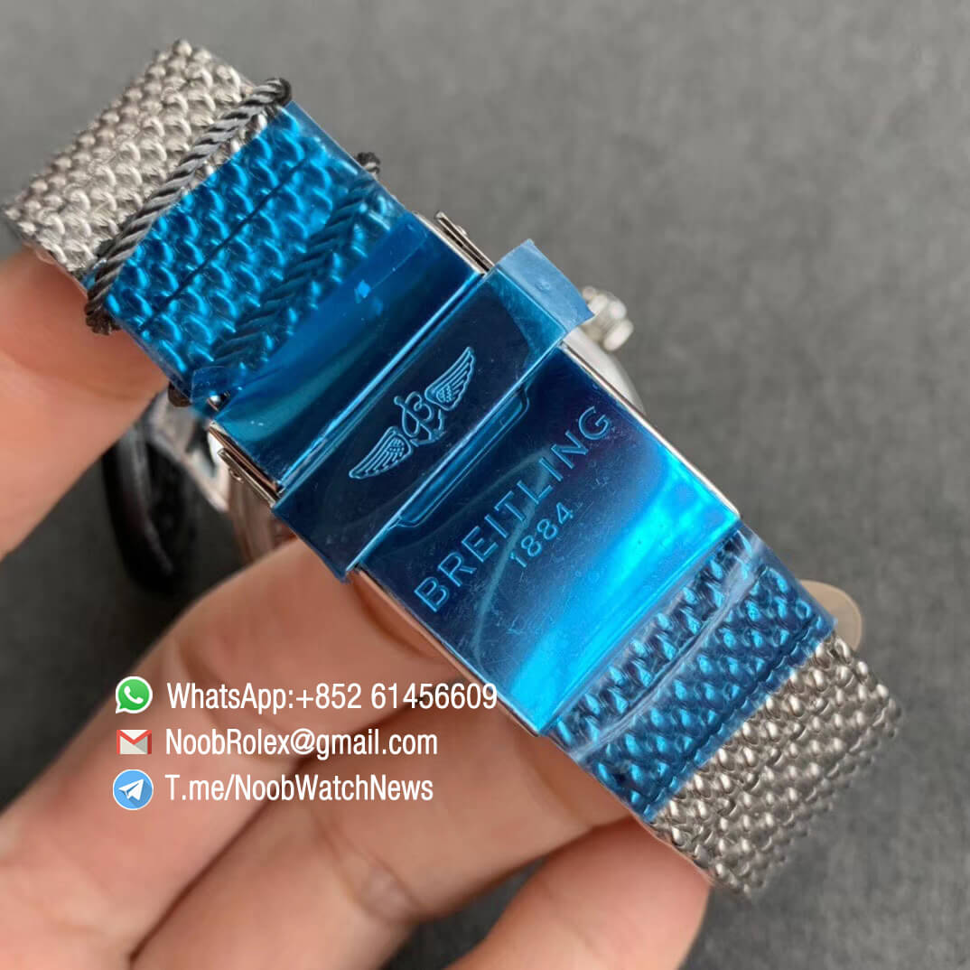 GF Top Quality SuperOcean Heritage II 42mm Rose Gold Steel Case Black Dial with RG Markers Hands Black Bezel on Steel Mesh Bracelet A2824 V2 06