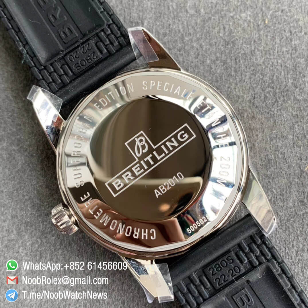 GF V2 SuperOcean Heritage II 42mm Rose Gold Steel Case Black Dial RG Hands Markers Black Bezel on Black Rubber Strap A2824 08