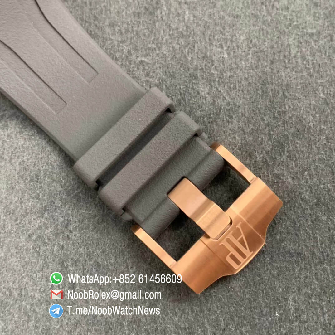 JF Best Edition Royal Oak Offshore 26568OM Michael Schumacher Rose Gold Case Cermet Bezel Grey Dial Black Chrono Sub Dial A3126 06