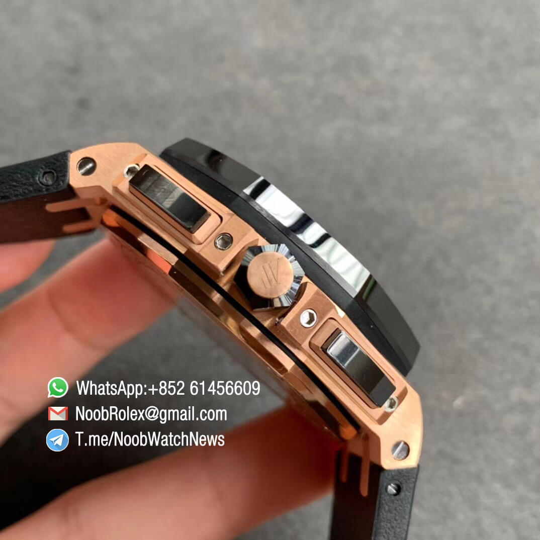 JF Sup Clone Royal Oak Offshore 26416RO Pride of Germany Limited Edition 44mm Rose Gold Plated Case on Black Rubber Strap A3126 04