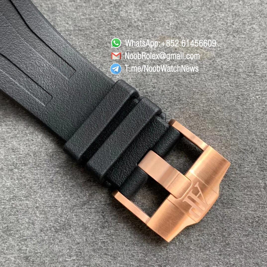 JF Sup Clone Royal Oak Offshore 26416RO Pride of Germany Limited Edition 44mm Rose Gold Plated Case on Black Rubber Strap A3126 06