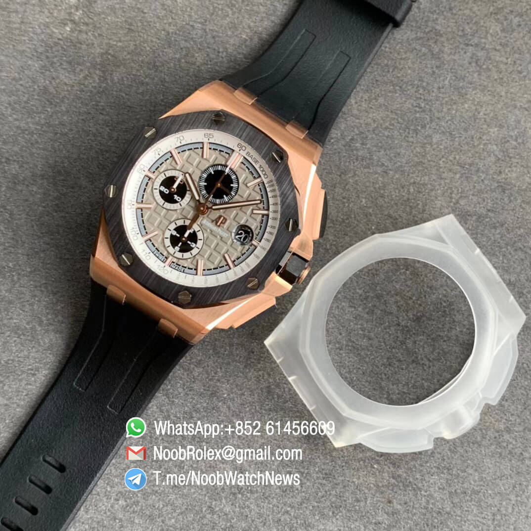JF Sup Clone Royal Oak Offshore 26416RO Pride of Germany Limited Edition 44mm Rose Gold Plated Case on Black Rubber Strap A3126 09