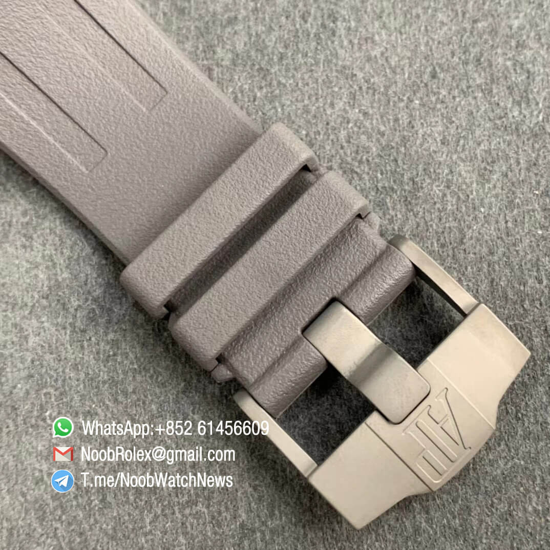 JF Top Replica Swiss Watch Royal Oak Offshore 44mm Steel Case Titanium Caseback Michael Schumacher Grey Dial Black Sub Dial Grey Rubber Strap A3126 Calibre 06