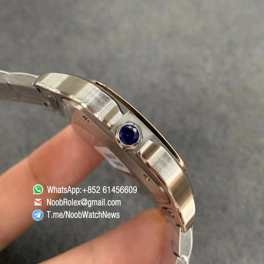 KOR Factory Santos de Cartier 40mm Steel and Rose Gold Case White Dial Two Tone SmartLinks Bracelet MIYOTA 9015 V2 04