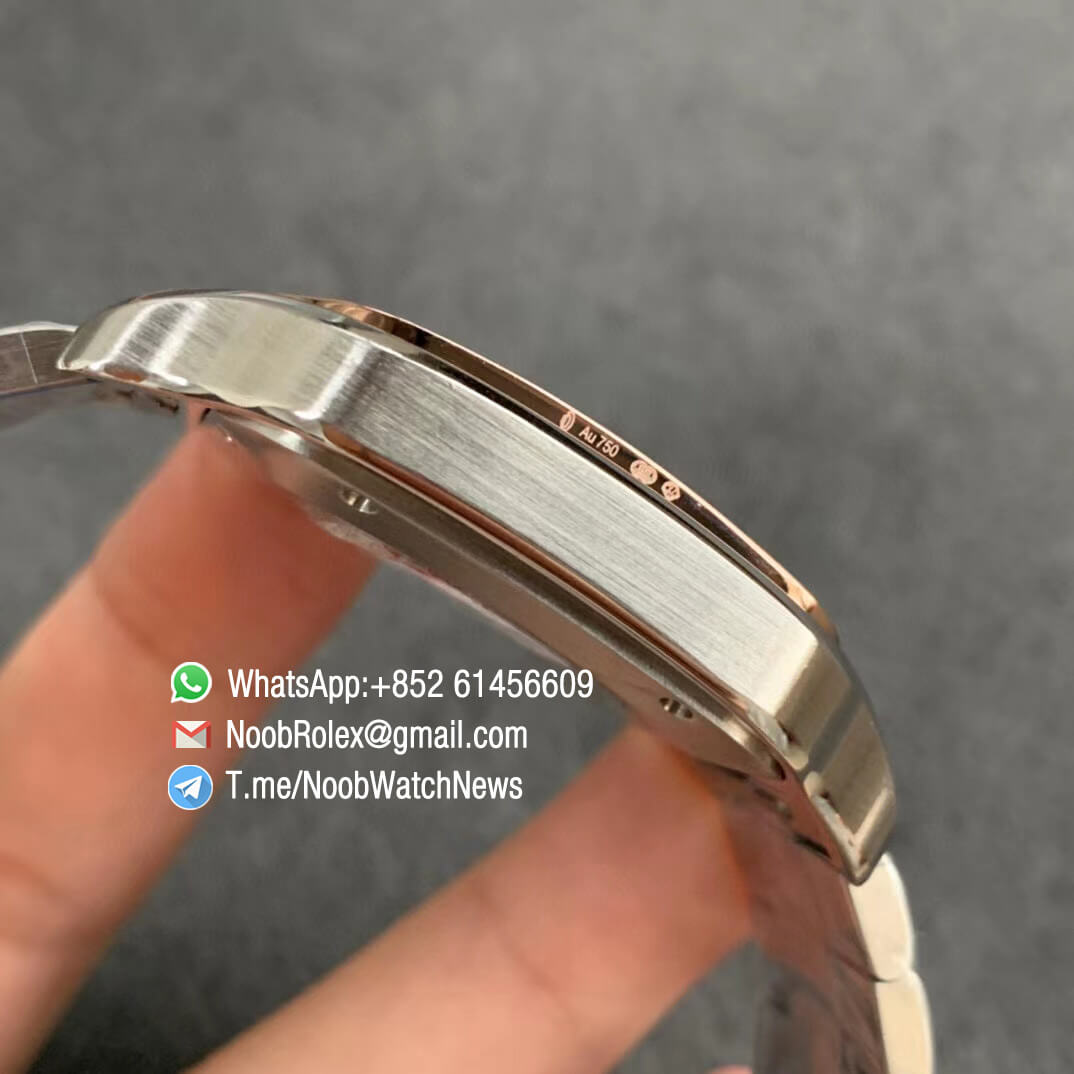 KOR Factory Santos de Cartier 40mm Steel and Rose Gold Case White Dial Two Tone SmartLinks Bracelet MIYOTA 9015 V2 05