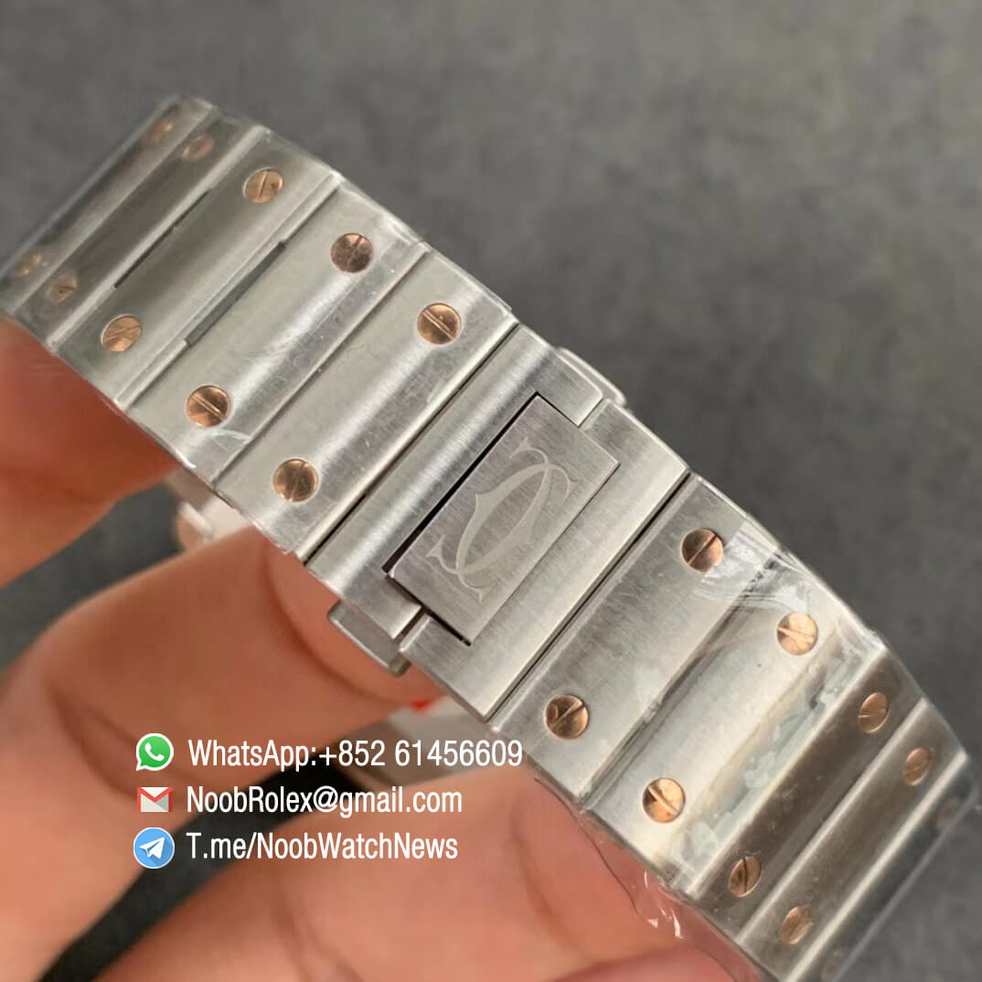 KOR Factory Santos de Cartier 40mm Steel and Rose Gold Case White Dial Two Tone SmartLinks Bracelet MIYOTA 9015 V2 06