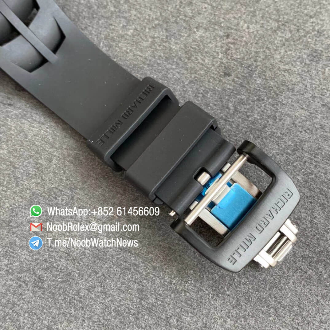 KVF V2 Sup Rep RM11 03 Forged Carbon Case Skeletonal Dial with Black Inner Bezel on Black Rubber Strap A7750 Chrono 06