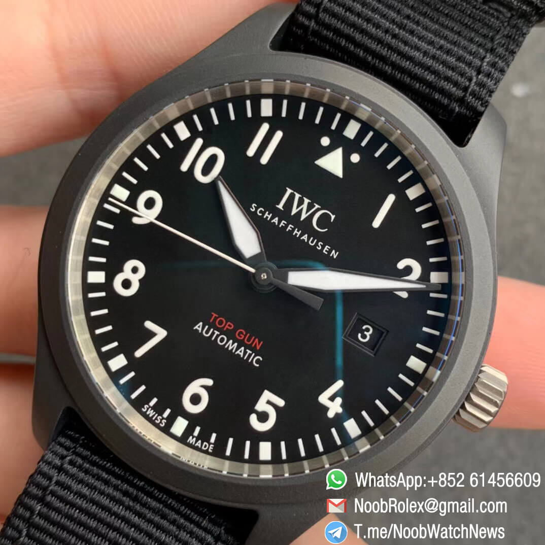 MKF Quality Rep Watch IWC Pilot Spitfire Black Ceramic IW326901 Black Dial on Black Nylon Strap MIYOTA 9015 03