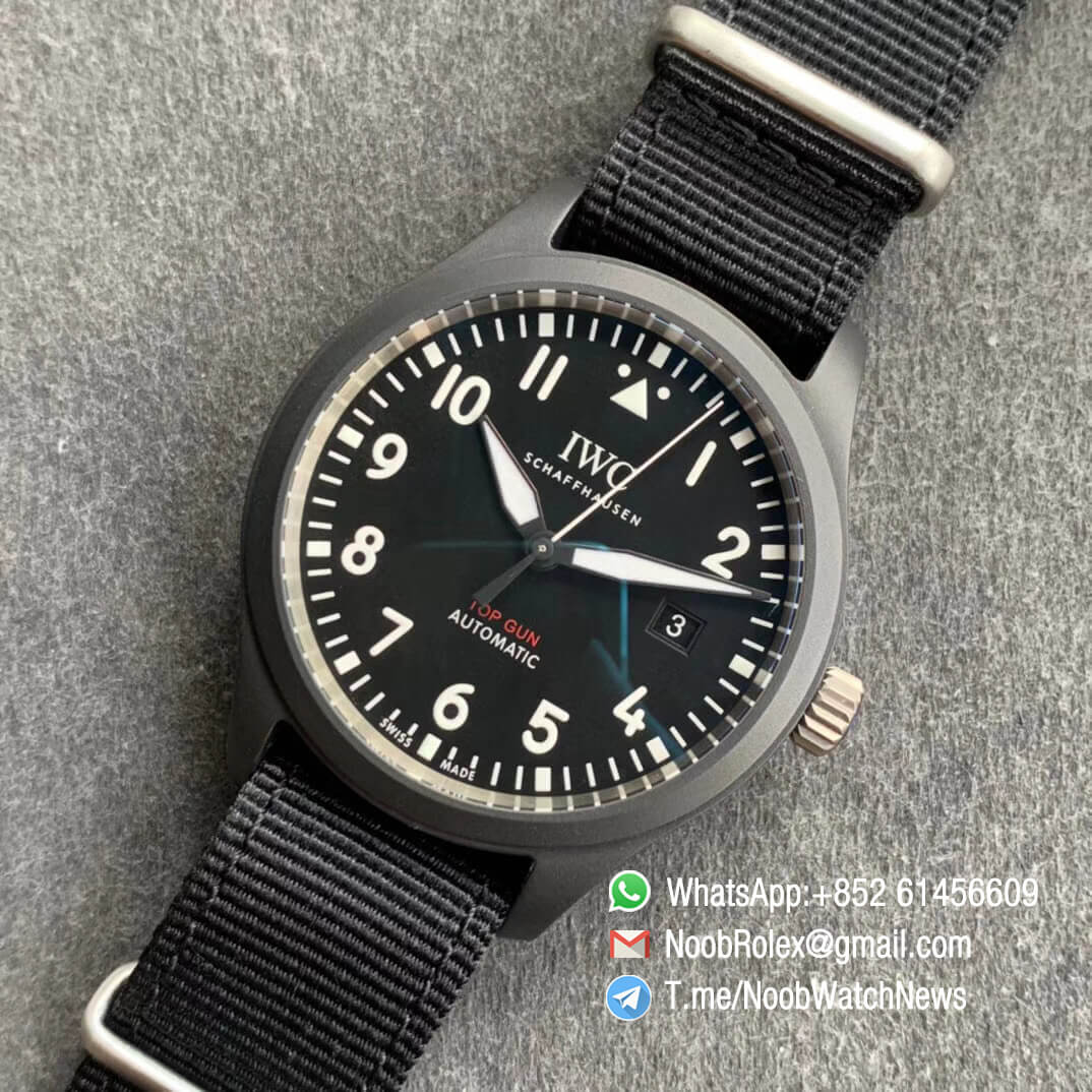 MKF Quality Rep Watch IWC Pilot Spitfire Black Ceramic IW326901 Black Dial on Black Nylon Strap MIYOTA 9015 09