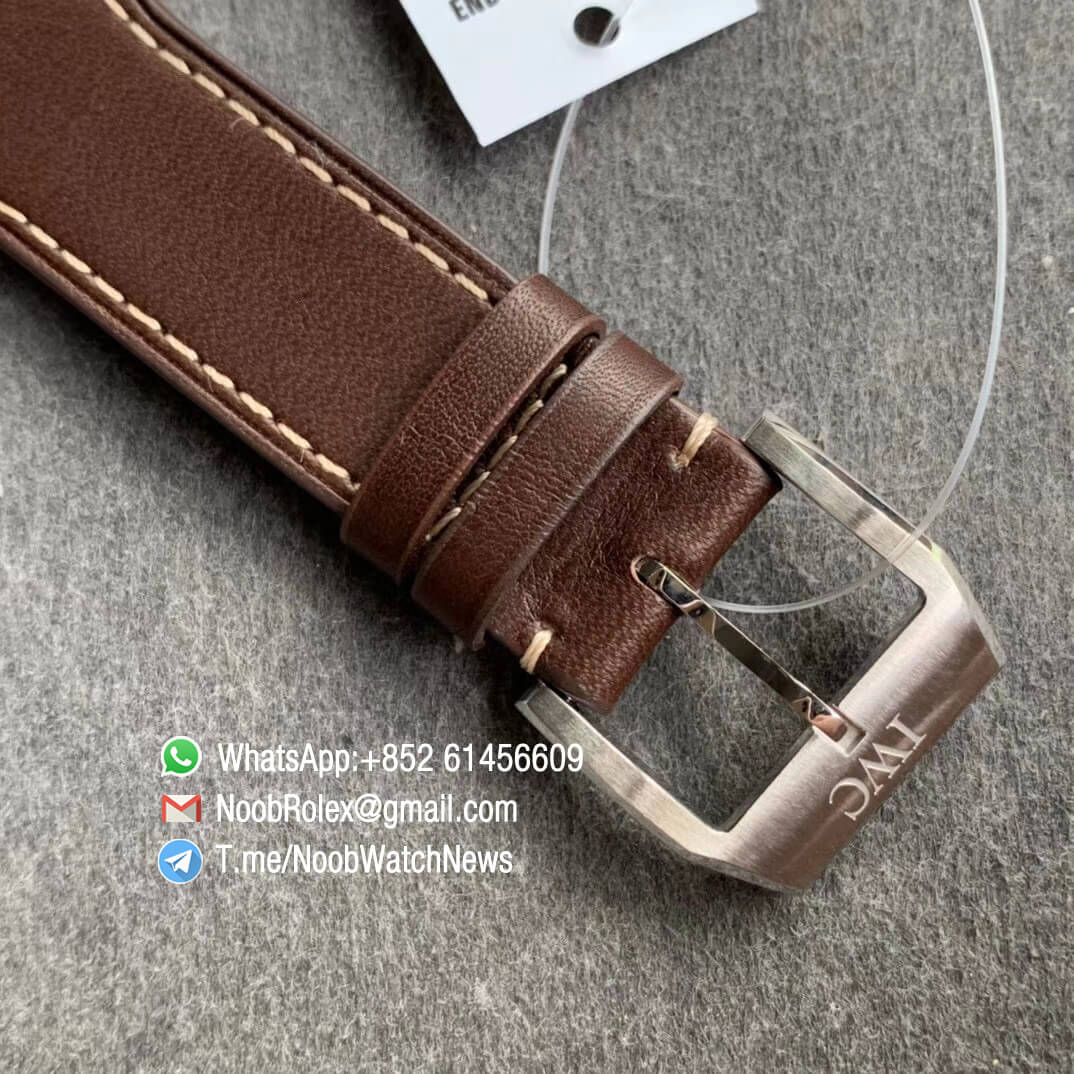 MKF Replica Swiss Watch Manufacturer IWC Pilot Spitfire Steel Case IW326803 Black Dial on Brown Leather Strap MIYOTA 9015 06