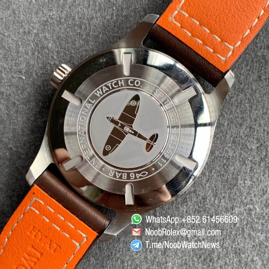 MKF Replica Swiss Watch Manufacturer IWC Pilot Spitfire Steel Case IW326803 Black Dial on Brown Leather Strap MIYOTA 9015 08