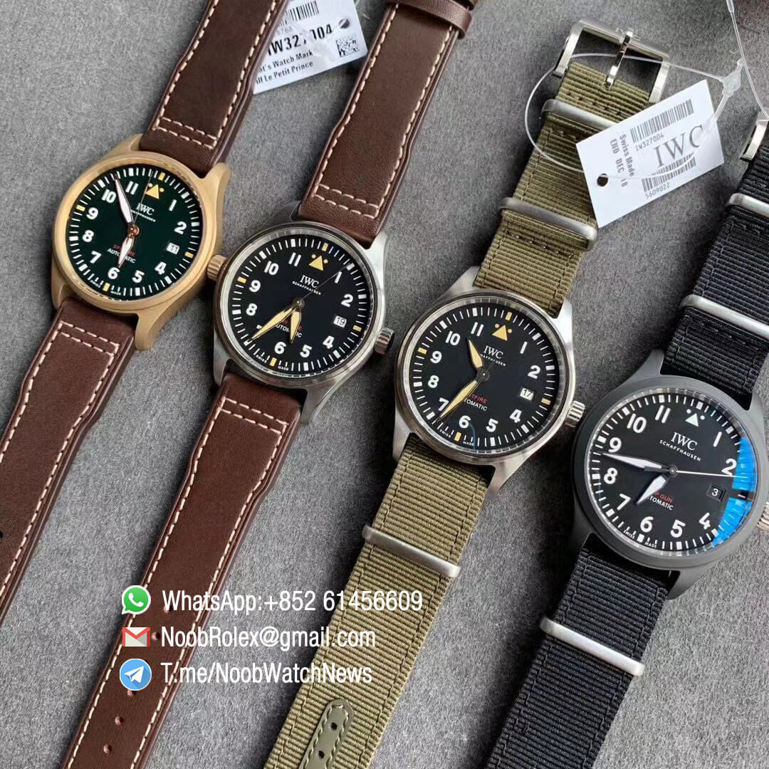 MKF Replica Swiss Watch Manufacturer IWC Pilot Spitfire Steel Case IW326803 Black Dial on Brown Leather Strap MIYOTA 9015 10