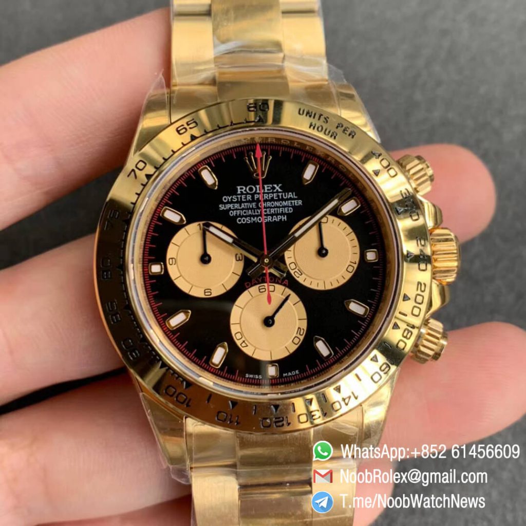 Noob Watches Daytona 116508 Full Yellow Gold Plated on 904L Steel Case