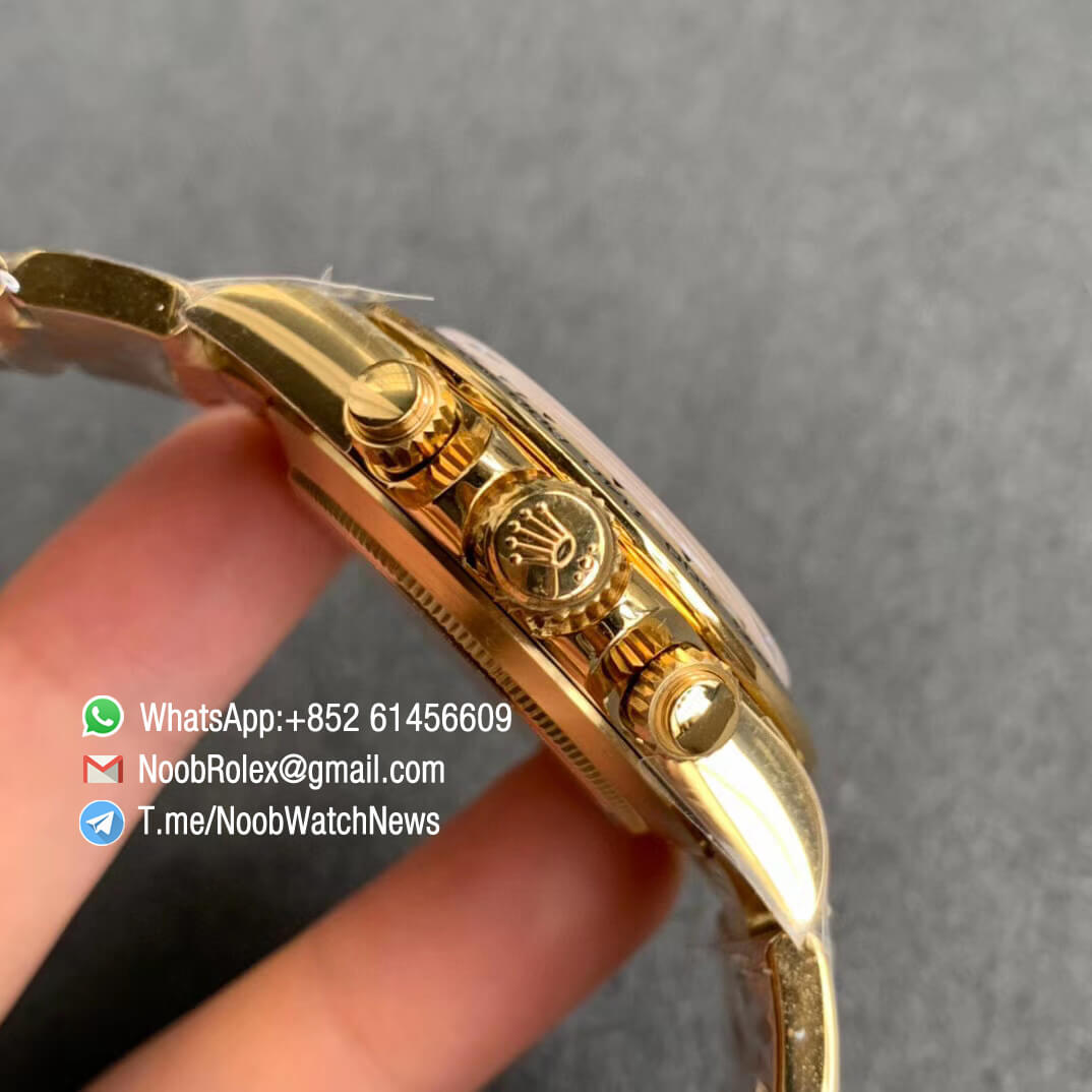 Noob Watch Daytona 116508 Paul Newman Full Yellow Gold Plated on 904L Steel Case and Bracelet Black Dial Yellow Gold Sub dial SA4130 V3 04