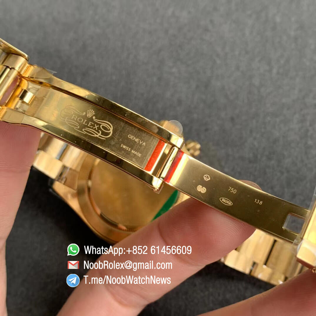 Noob Watch Daytona 116508 Paul Newman Full Yellow Gold Plated on 904L Steel Case and Bracelet Black Dial Yellow Gold Sub dial SA4130 V3 07