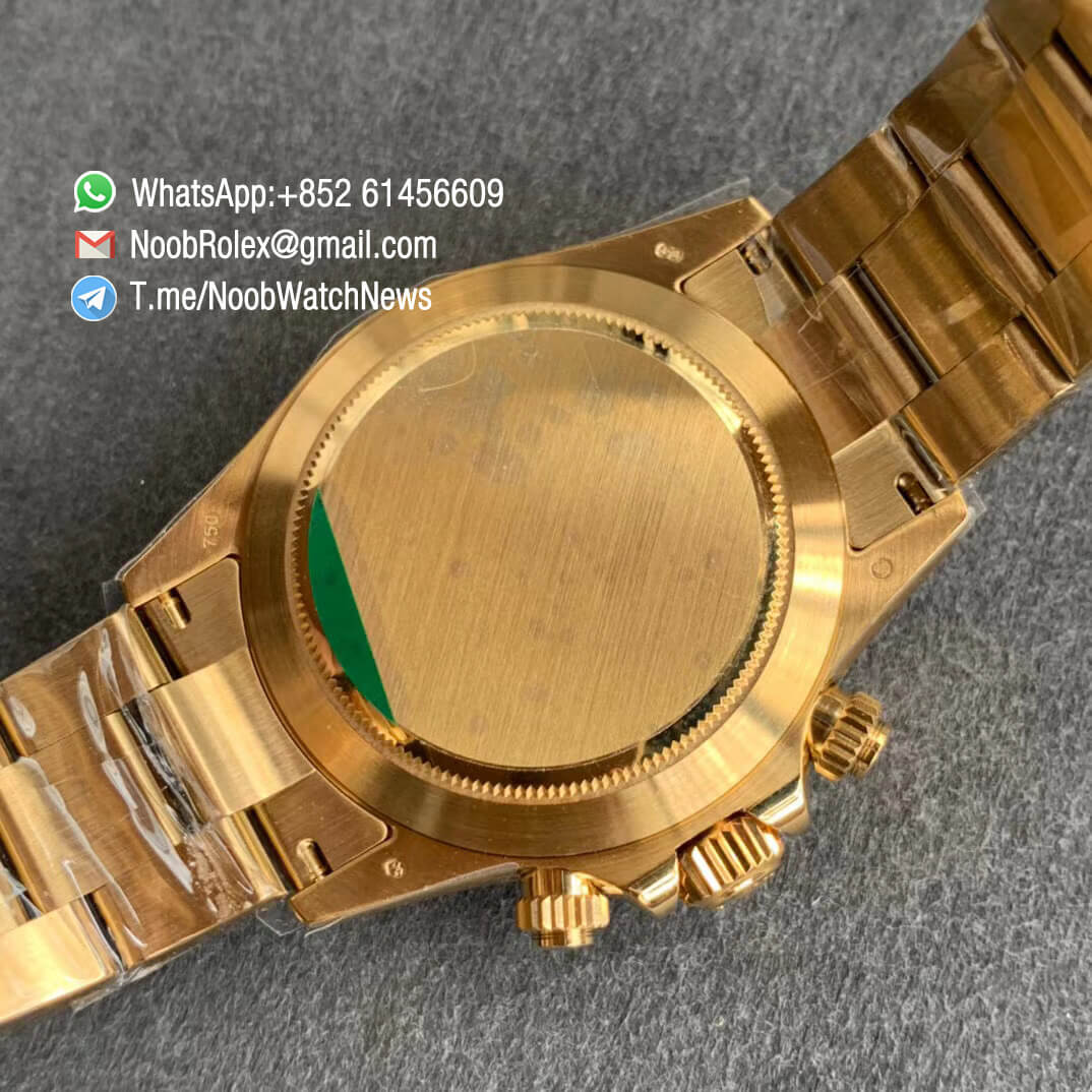 Noob Watch Daytona 116508 Paul Newman Full Yellow Gold Plated on 904L Steel Case and Bracelet Black Dial Yellow Gold Sub dial SA4130 V3 08