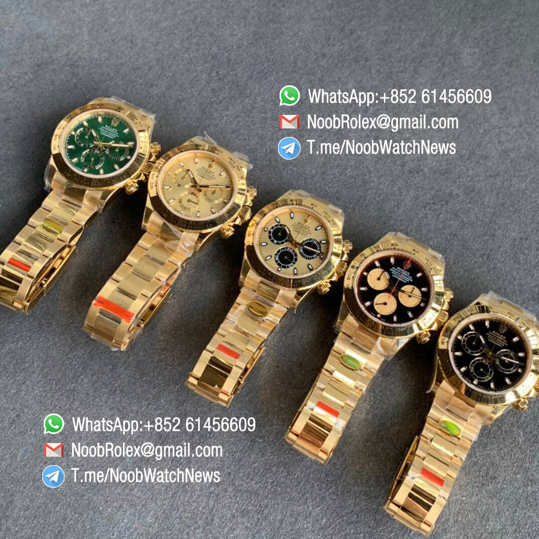 Noob Watch Daytona 116508 Paul Newman Full Yellow Gold Plated on 904L Steel Case and Bracelet Black Dial Yellow Gold Sub dial SA4130 V3 10