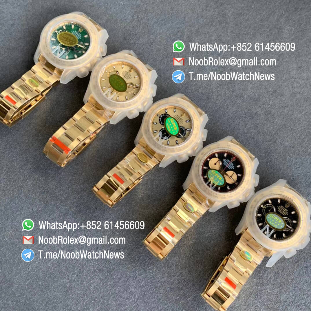 Noob Watch Daytona 116508 Paul Newman Full Yellow Gold Plated on 904L Steel Case and Bracelet Black Dial Yellow Gold Sub dial SA4130 V3 11