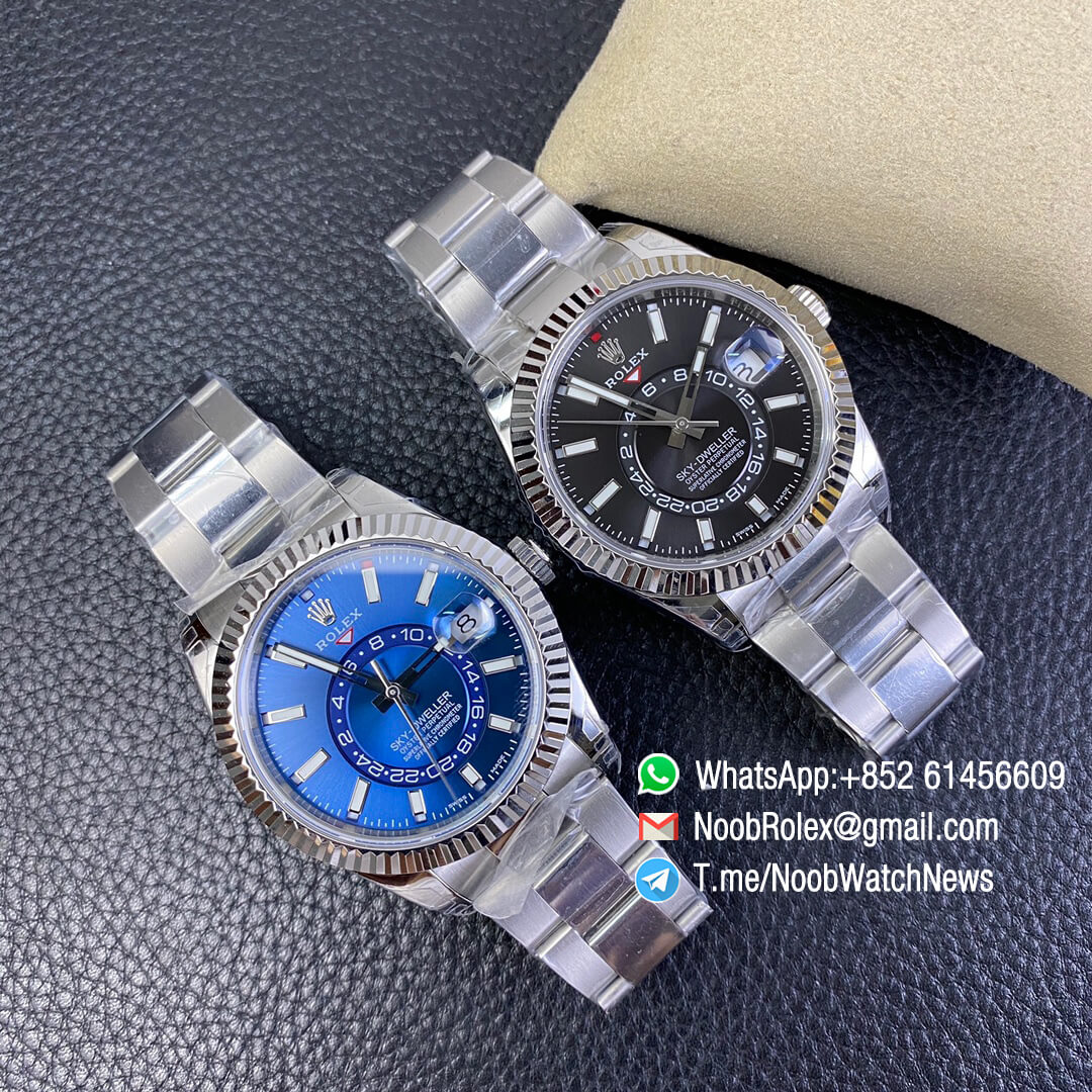 Noob Watch Quality Replica Sky Dweller 326934 Steel Case Blue Dial on Steel Bracelet Asian 9001 Movement Manual Month Display 13